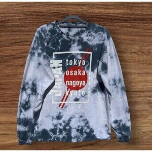 PacSun Men's Graphic Tee Japan Round Neck Skater Tie Dye Cotton Pullover Large